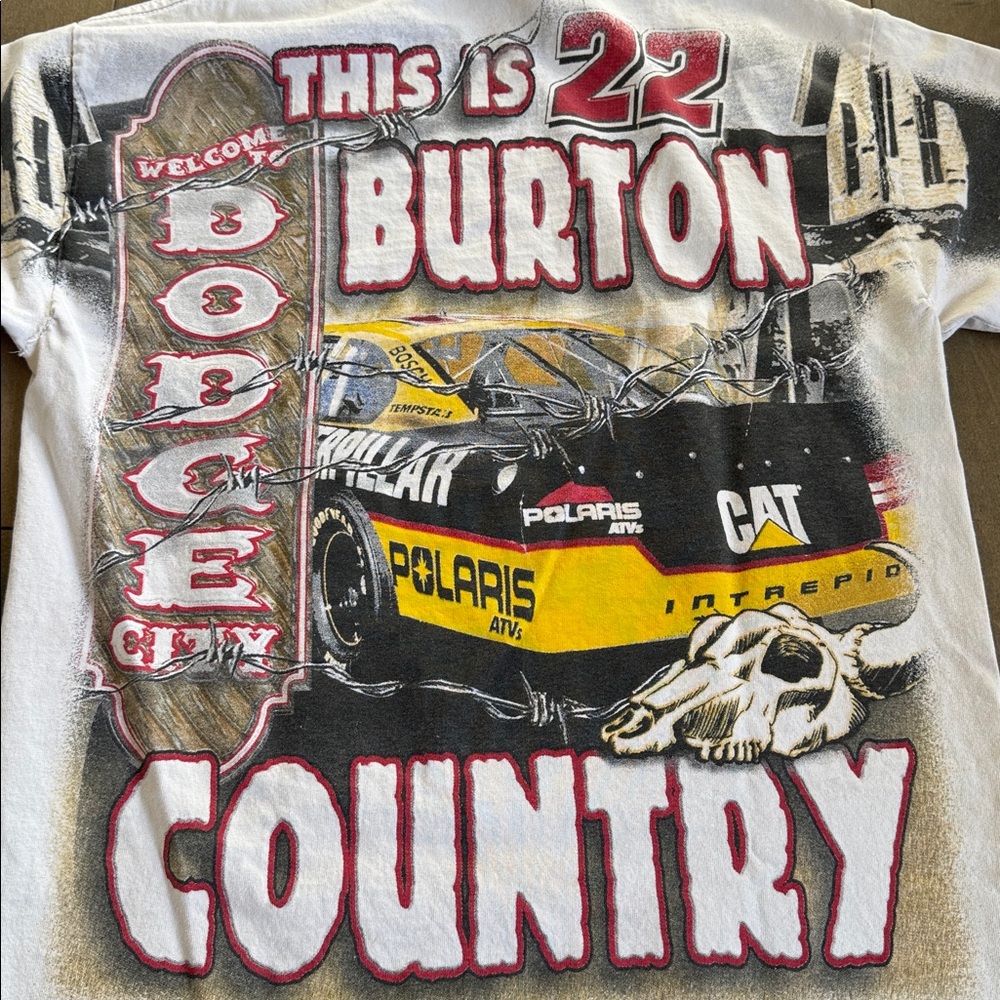 Y2K 2001 Ward Burton 22 NASCAR AOP Dodge City Cat Racing Shirt Medium - Picture 7 of 7